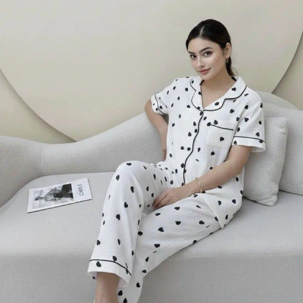 White PJ Set(Black Love Symbol)